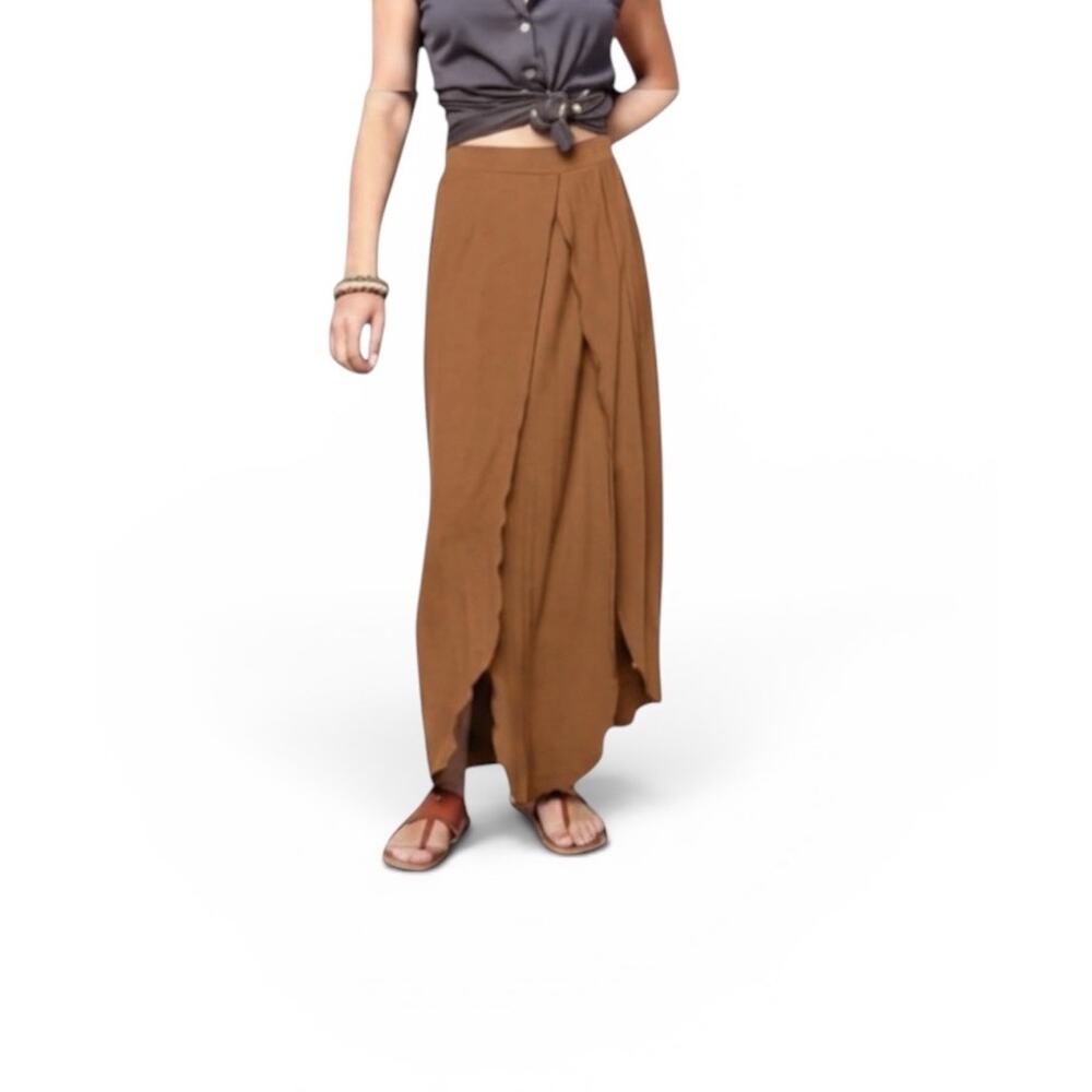 Earthbound Cocoa Brown Maxi Skirt Soft Knit Layered Design Women’s Size XL BOHO
